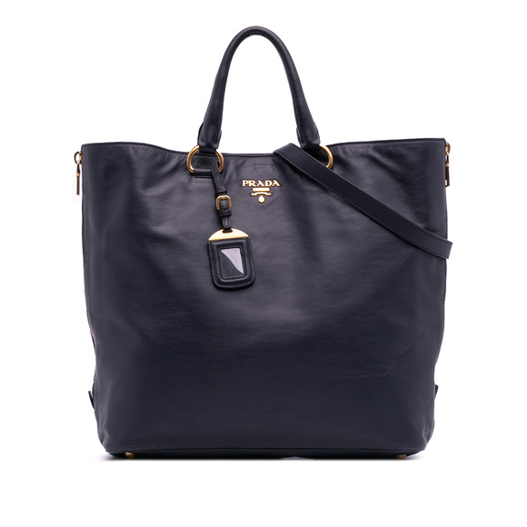 Pre-Loved Prada Soft Calf Side Zip Convertible Tote - Picture 1 of 12